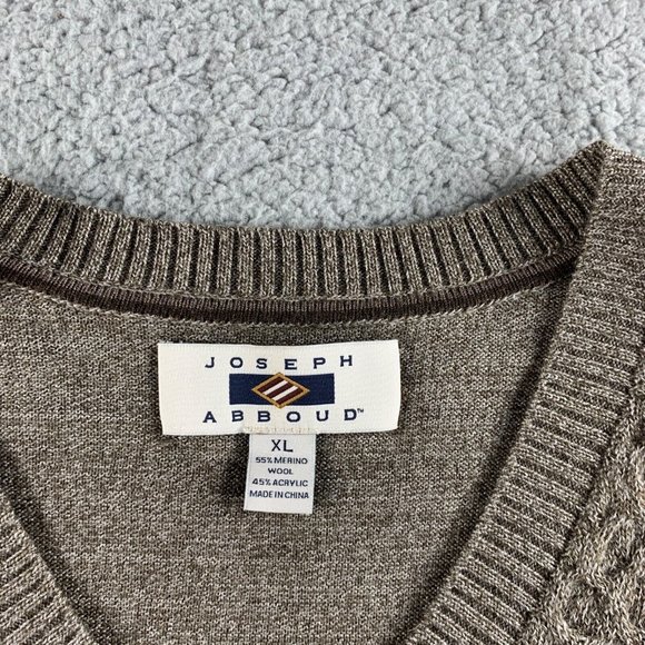 NEW Joseph Abboud Sweater Mens XL Brown Merino Wool Blend Pullover Cable Knit - Picture 3 of 11
